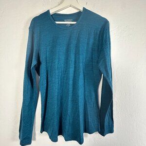 Segments Womens Merino Wool Long Sleeve Base Layer Shirt Large Blue Pullover